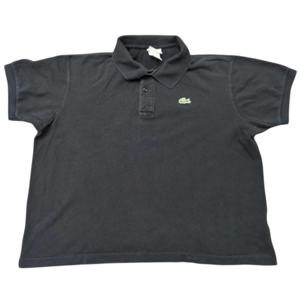Lacoste Black Short Sleeve Polo with Green Croc Logo